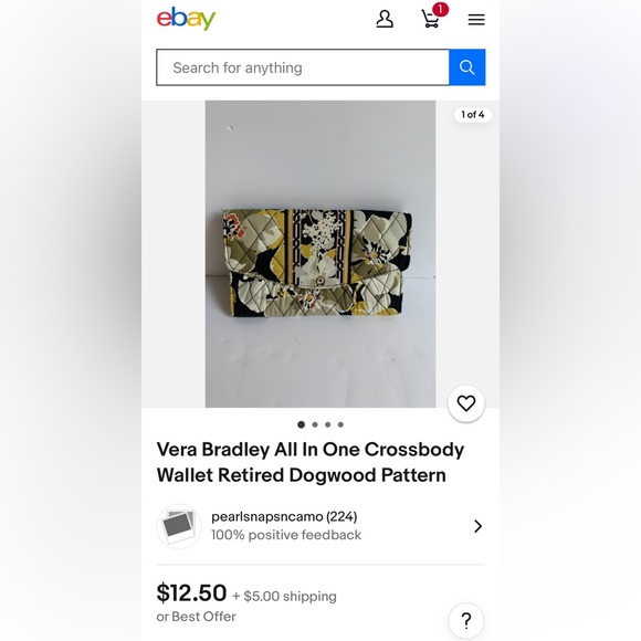 🐢REMOVING LISTING 1/5/26🐢 VERA BRADLEY DOGWOOD WALLET w/ CROSSBODY STRAP - Picture 8 of 10